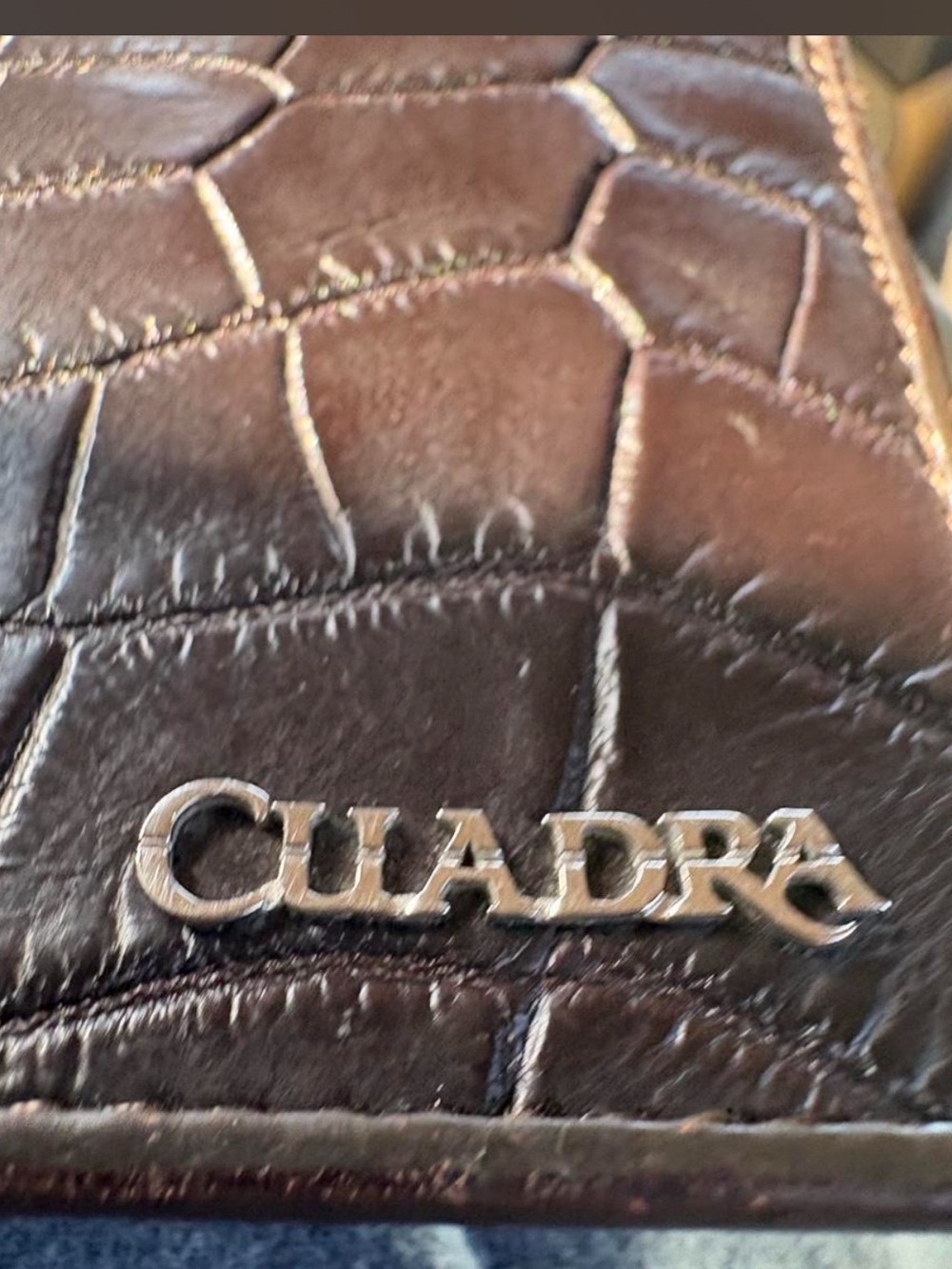 Cuadra Men's genuine bifold alligator black/Brown leather  wallet